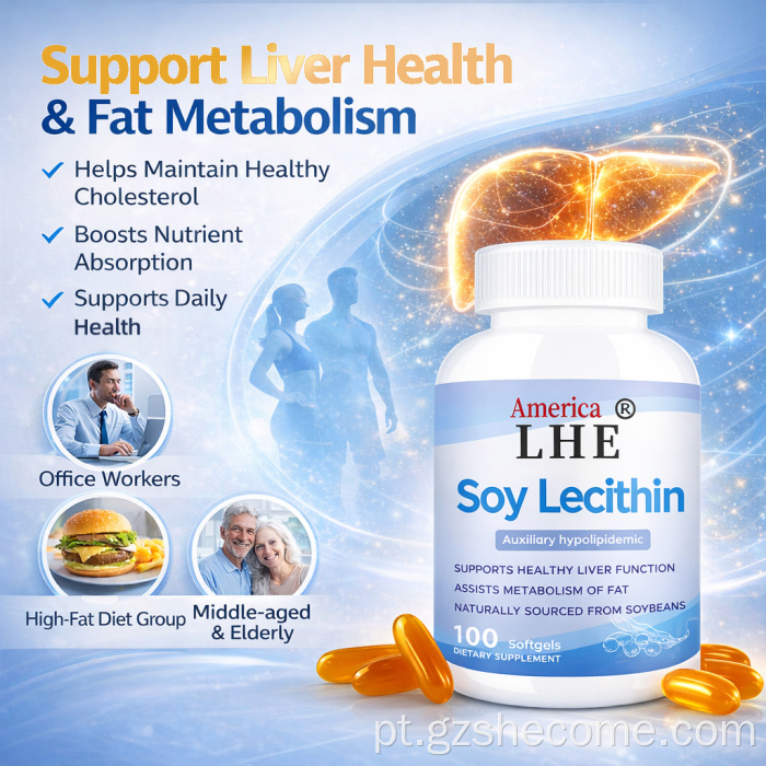 Shecome Soy Lecithin Softgels Suporte à Função Cerebral